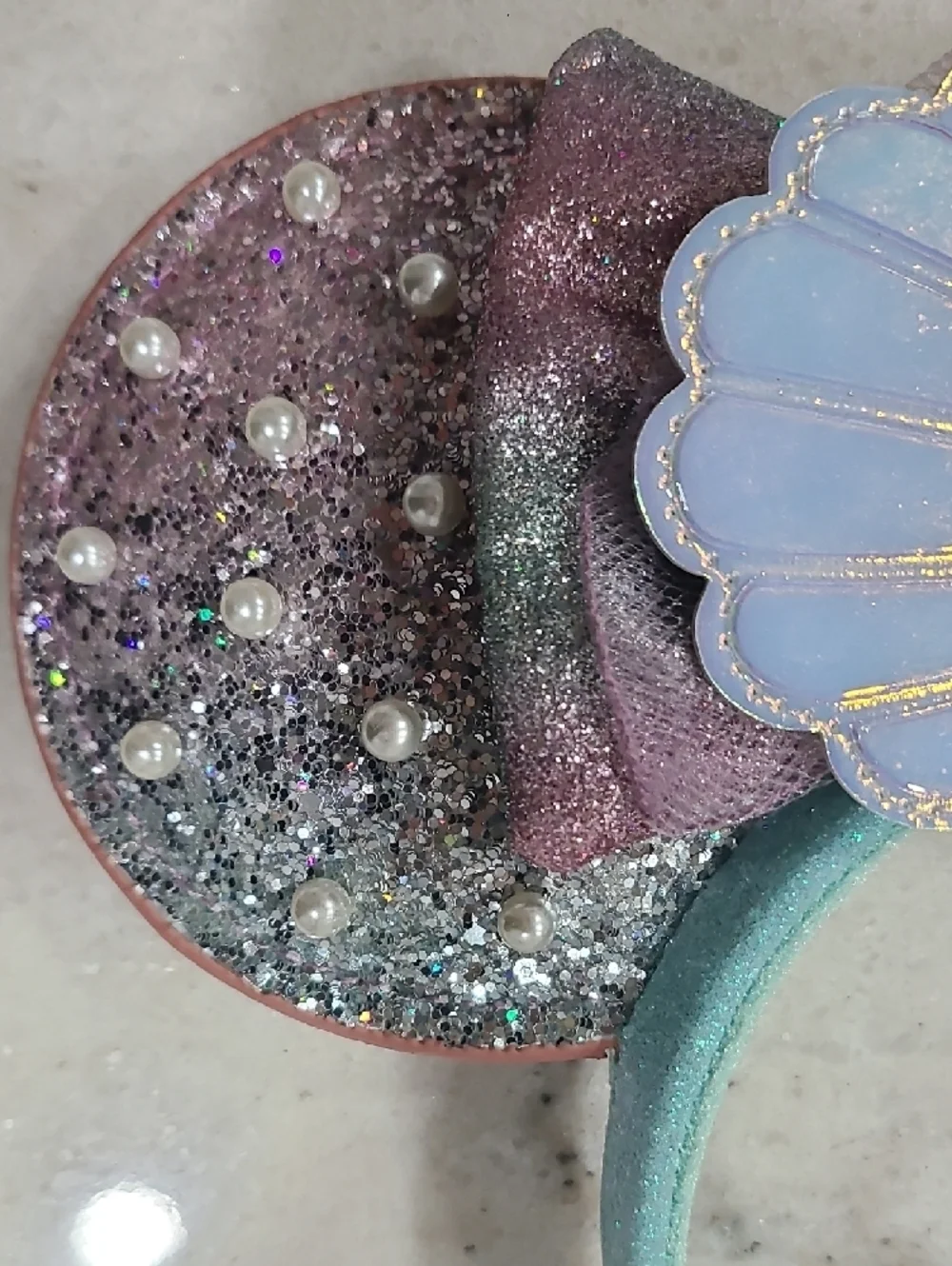 Disney Parks Iridescent Mermaid Shell Minnie Ears - Aqua, Purple, Pink